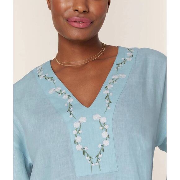 Fanm Mon X Andie Linen The Kepez Kaftan Dress Swim Coverup Sz S - Picture 2 of 9